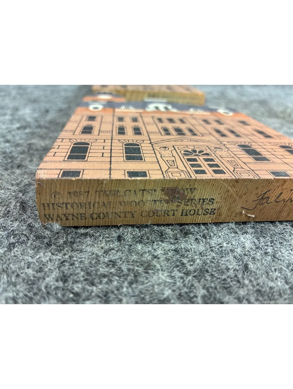 2 1987 Cats Meow Wayne County Court House Wooden Shelf Sitter OH